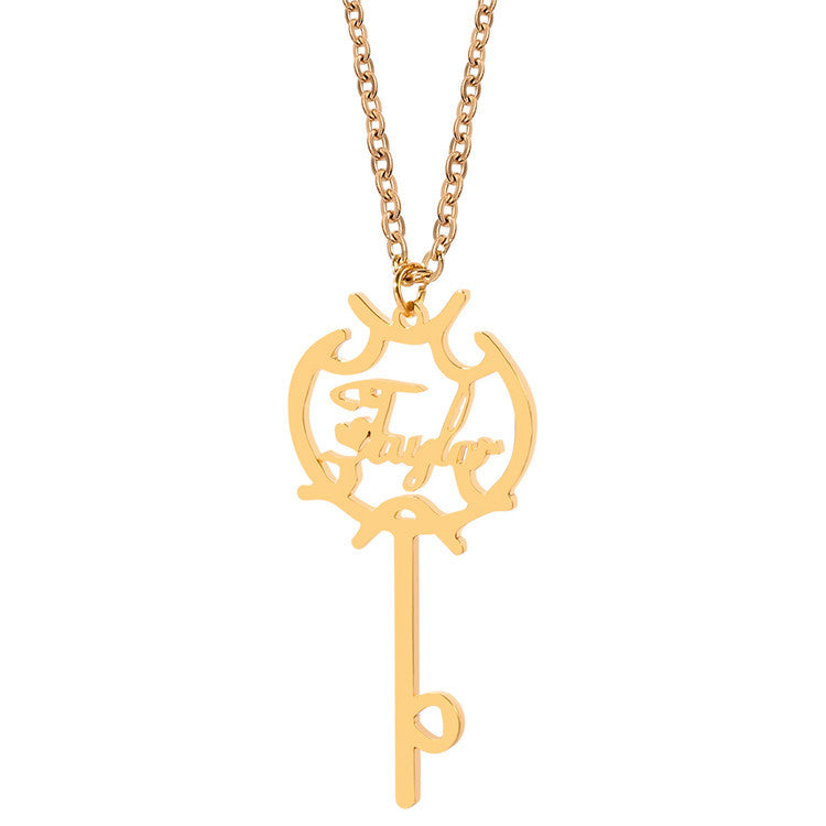 Custom Name Necklace Personalized Clouds Key Pendant Necklace Women's Collarbone Chain