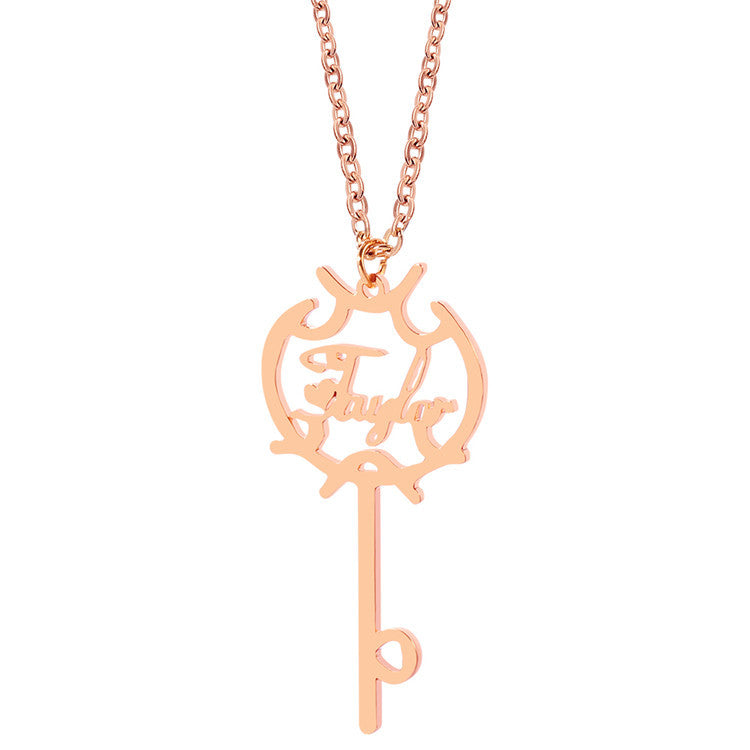 Custom Name Necklace Personalized Clouds Key Pendant Necklace Women's Collarbone Chain