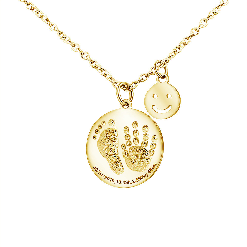 Customized Left & Right Foot Baby Birth Brand Personalized Smile Pendant Necklace