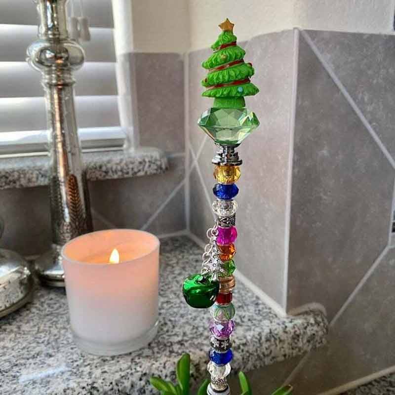 Beaded Ornaments Handmade Santa & Christmas Tree Stakes
