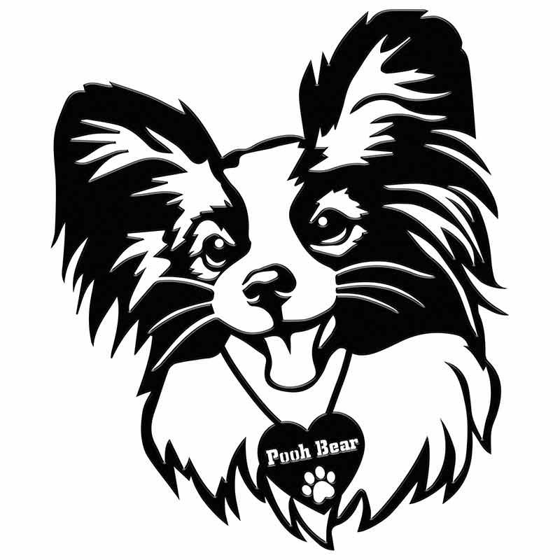 Cat Portrait Custom Papillon Cat With Name Metal Sign