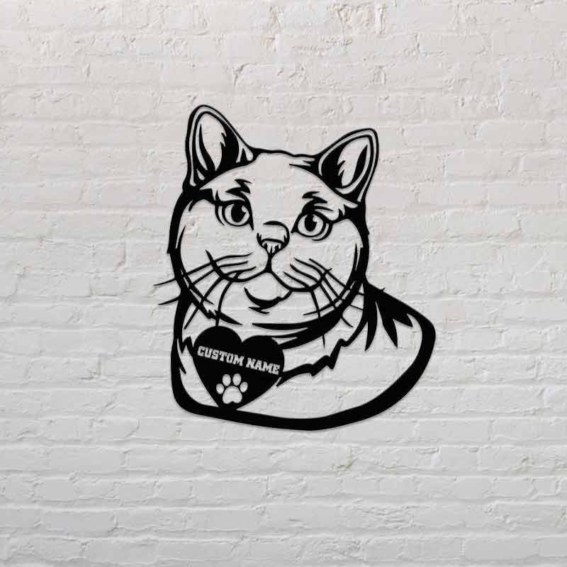Cat Silhouette Custom British Shorthair Cat Portrait