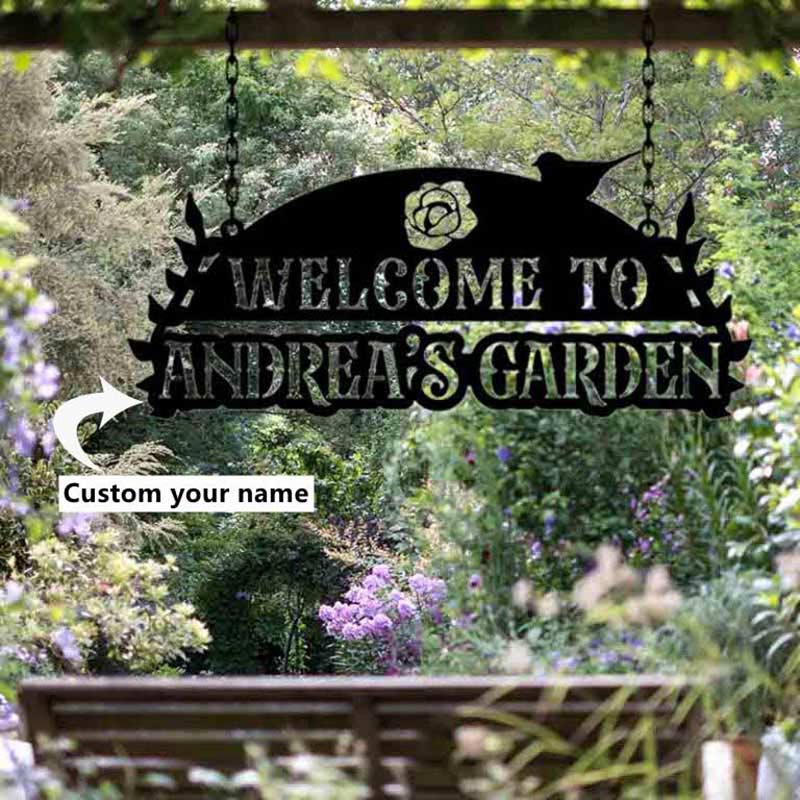 Custom Garden Sign Welcome To Our Garden Hanging Sign