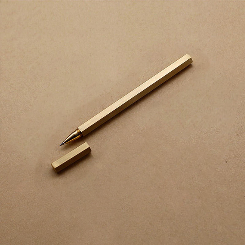 Custom Metal Signature Pens Minimalist Luxury Vintage Hexagonal Brass Pens