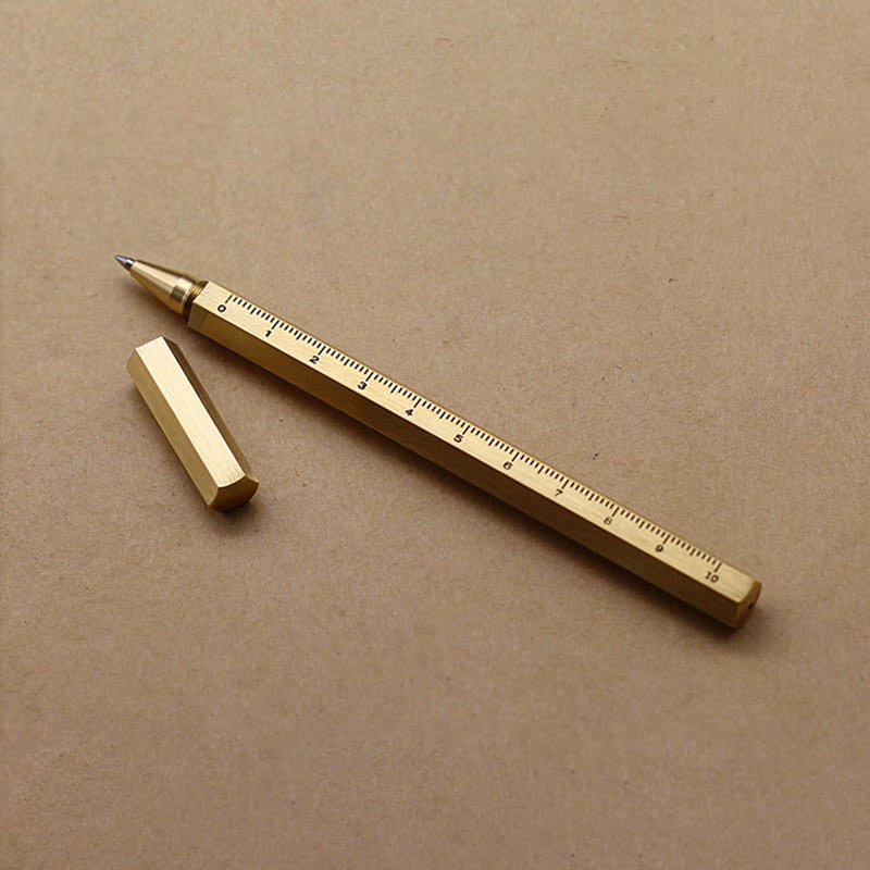 Custom Metal Signature Pens Minimalist Luxury Vintage Hexagonal Brass Pens