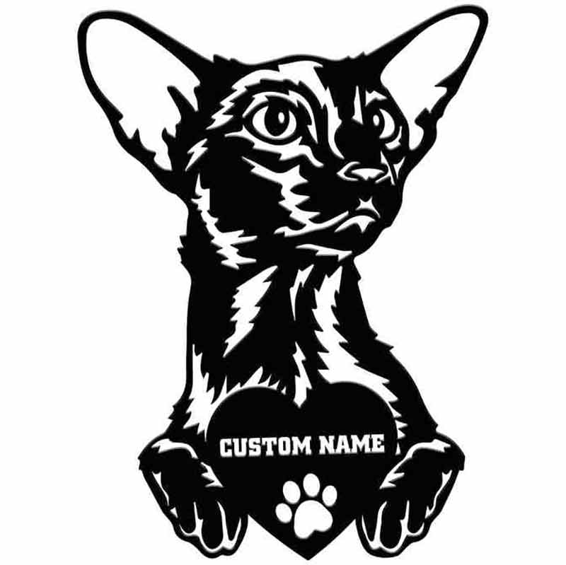 Custom Name Oriental Shorthair Cat Portraits with Paws