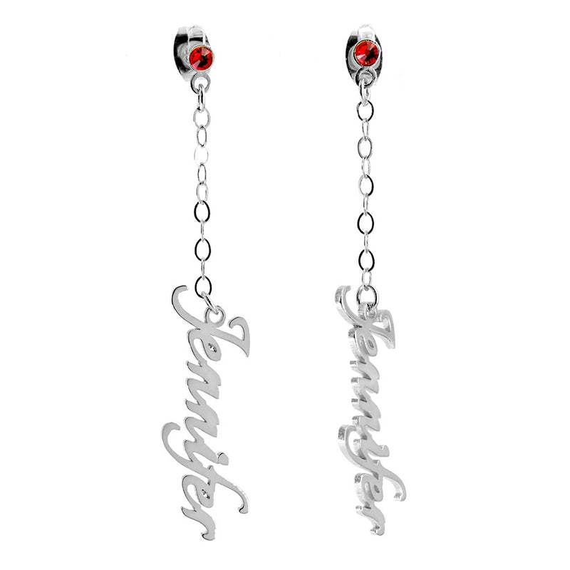 Custom S925 Silver Letter Name Earrings Personalized Pendant Chain Earrings