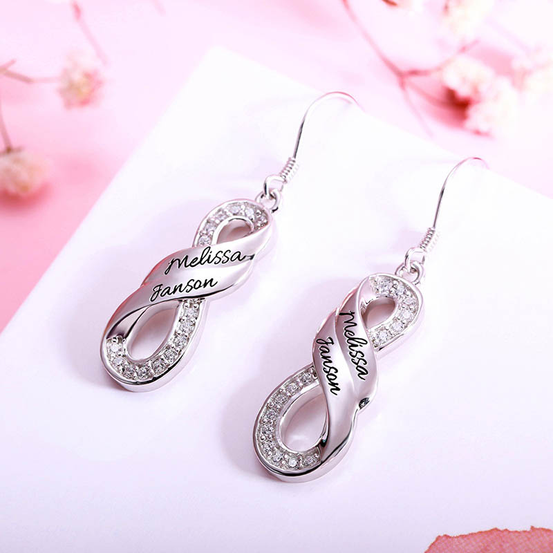 Custom S925 Silver Name Studs Tassel Earrings Personalized Infinity Large Letter Earrings