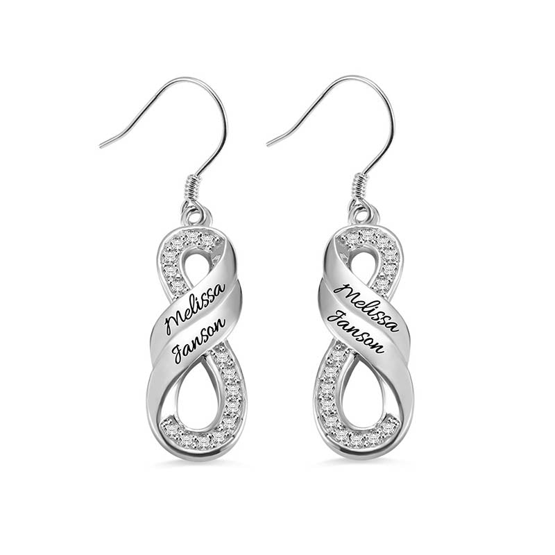 Custom S925 Silver Name Studs Tassel Earrings Personalized Infinity Large Letter Earrings