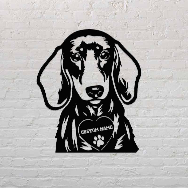 Dog House Sign Custom Dachshund Name Address Portrait