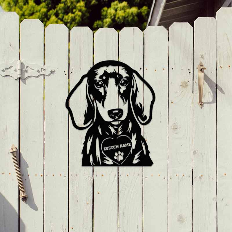 Dog House Sign Custom Dachshund Name Address Portrait