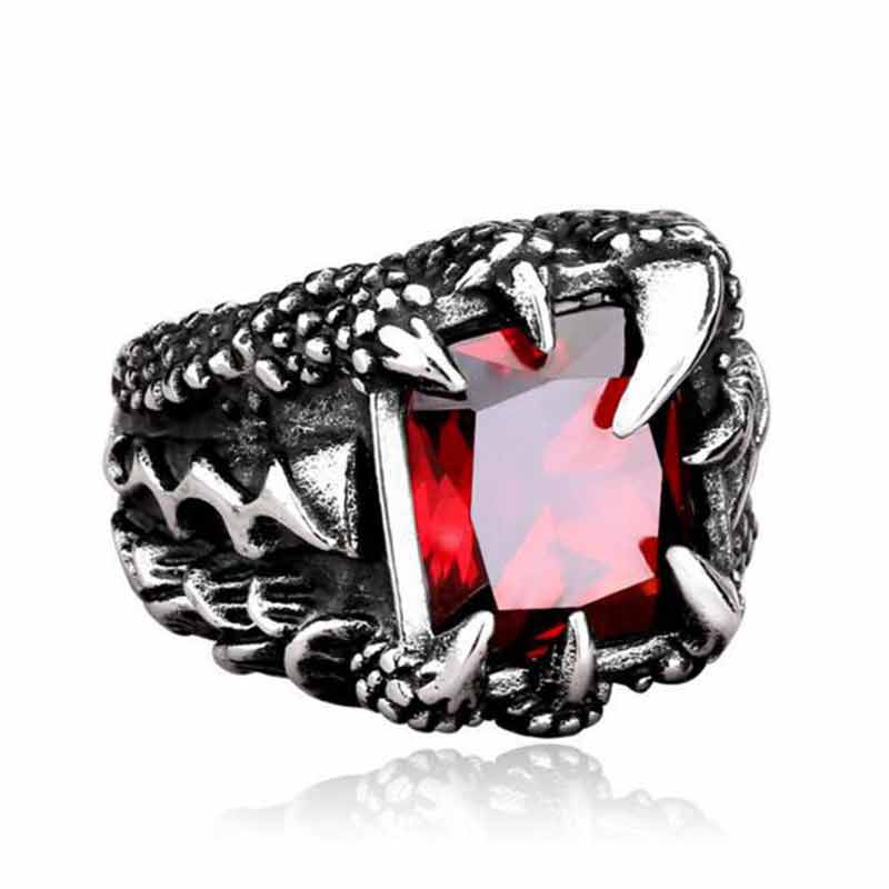Dragon Claw Ring with Ruby Gothic Rings Gemstone Ring