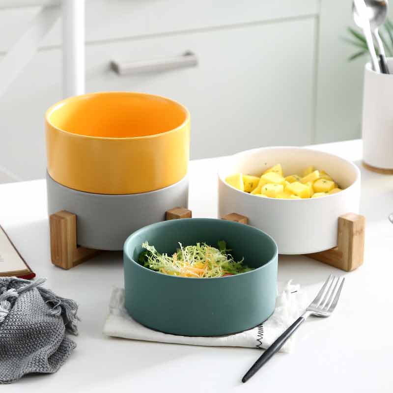 Elevated Dog Bowls Ceramic Raised Pet Feeder With Stand
