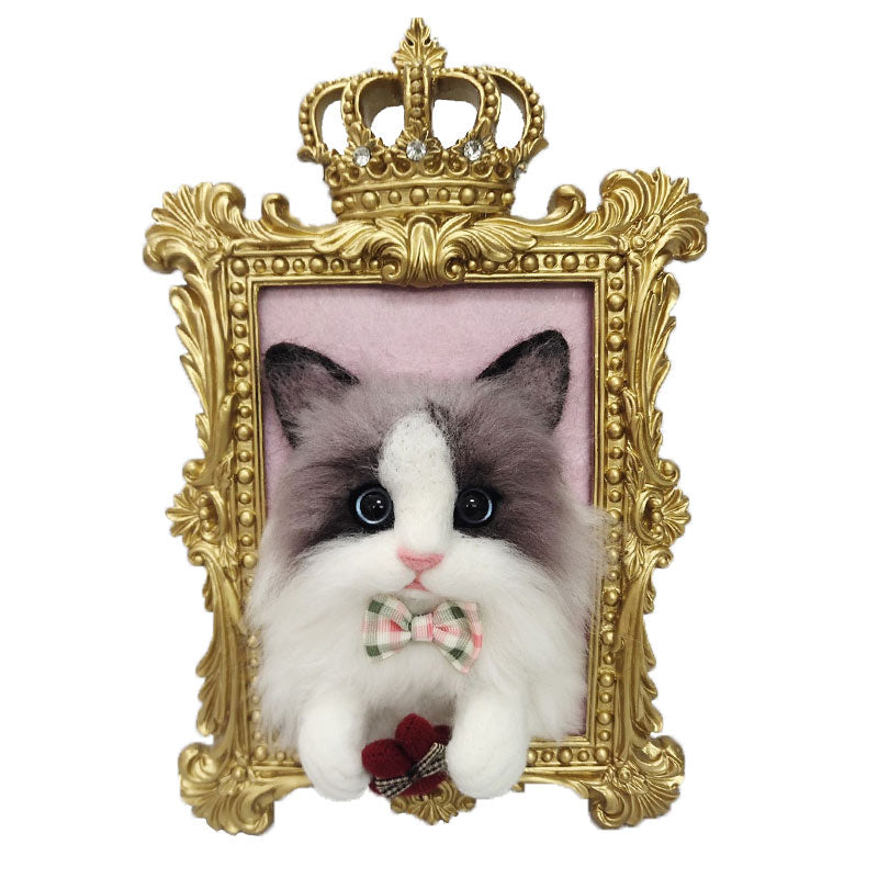 Felt Cat Handmade Realistic Pet Photo Frame Plush Face