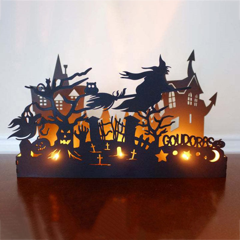 Halloween Candle Holder Pumpkin Silhouette Candlestick