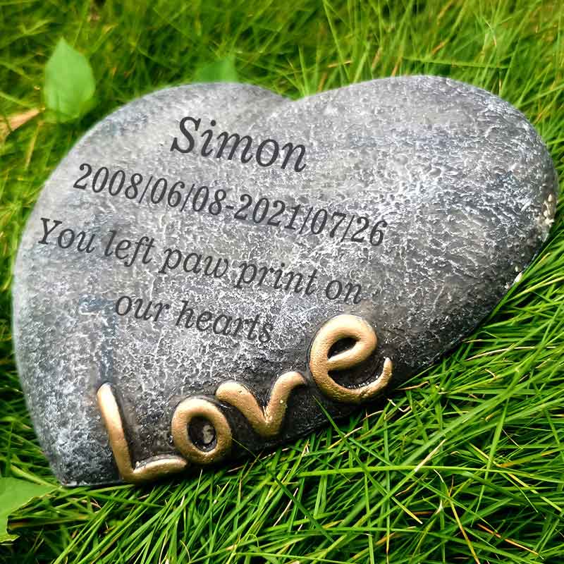 Heart Rock Pet Memorial Stone Engraved Pets Message