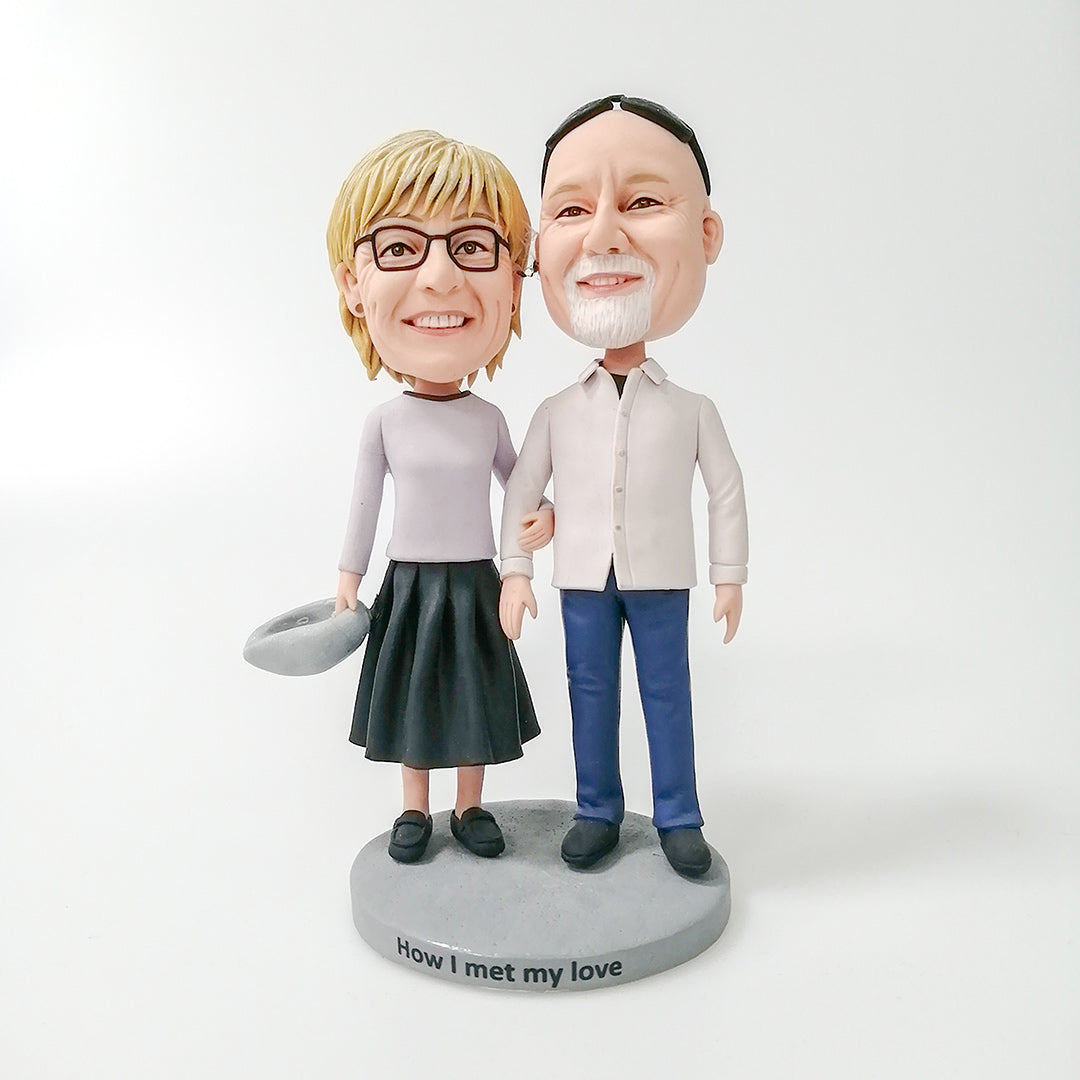 Custom Couple Polymer Clay Figurines Personalized Bobblehead Clay Human Statuette