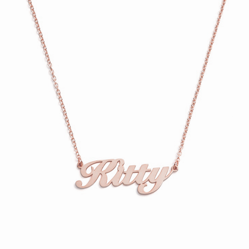 Custom Name Pendant Kitty 18K Gold Name Necklace