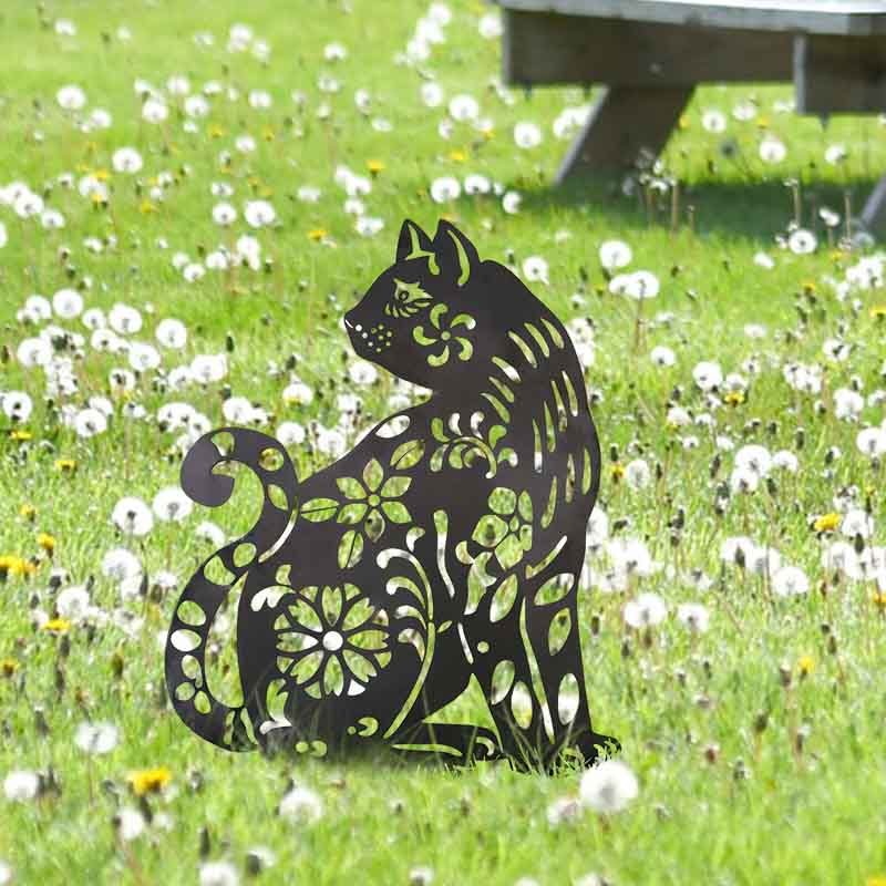 Cat Silhouette Rabbit Silhouette Metal Animal Garden Stakes