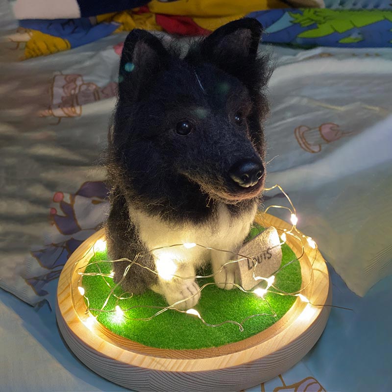Needle Felting Dog Micro Landscape With Cover Protection