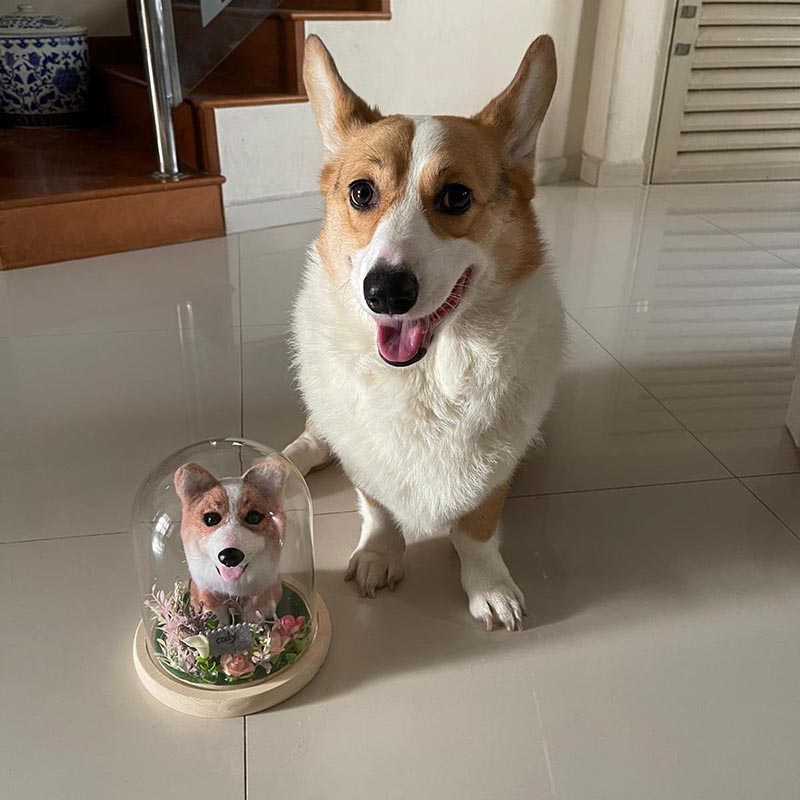Needle Felting Dog Micro Landscape With Cover Protection