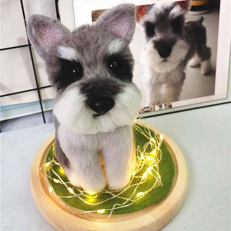 Needle Felting Dog Micro Landscape With Cover Protection