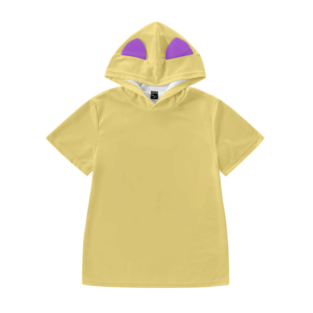 Custom Kids’ Cat Ears Short Sleeves Hoodie Personalized Children’s T-shirts