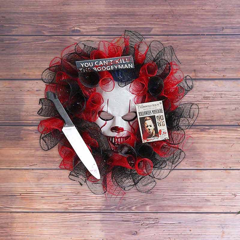 Pennywise Wreath Haunted House Clown Garland Hanging