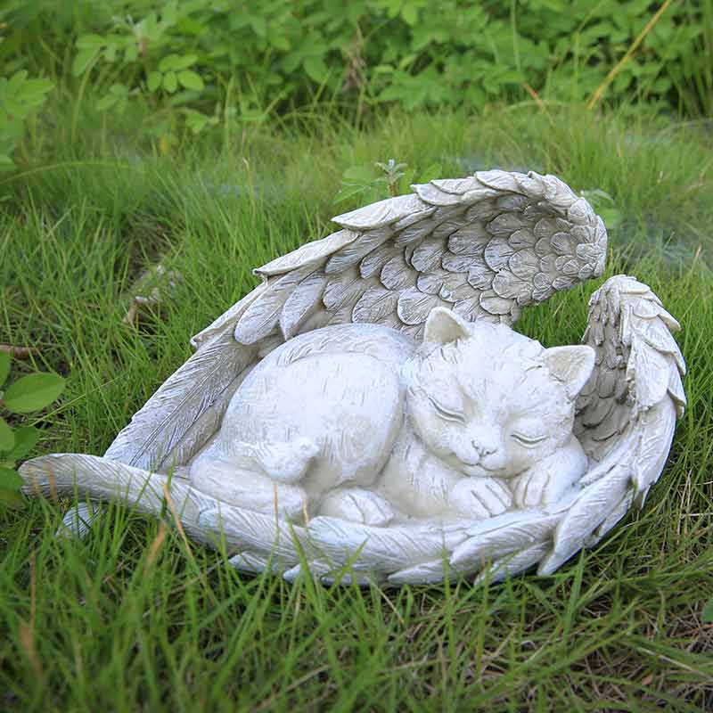 Pet Headstone Resin Sleeping Pet Angel Memorial Statue