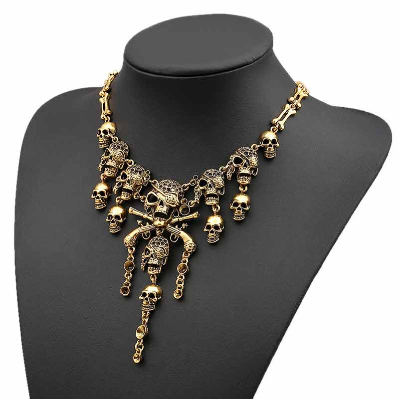 Pirate Necklace Exaggerated Multi-layer Skull Necklace
