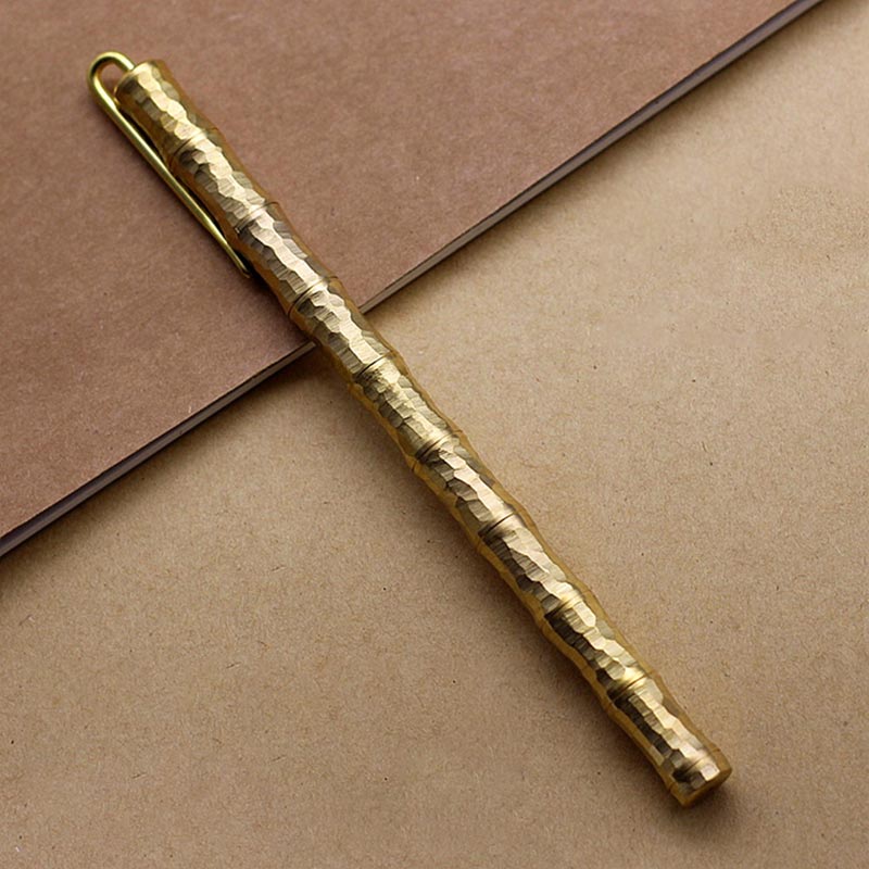Pure Metal Business Bamboo Style Brass Pen Custom Engraved Handcrafted Solid Brass Pen