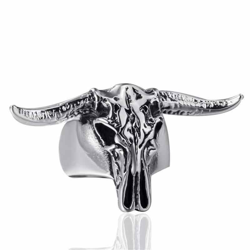 Satan Ring Ram Vintage Aries Ram Horn Skull Polished Ring