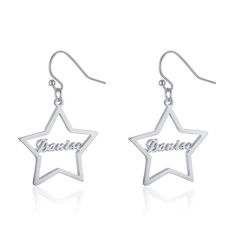 Star Monogram Jewelry Personalized Your Name Earrings Hoop Jewelry