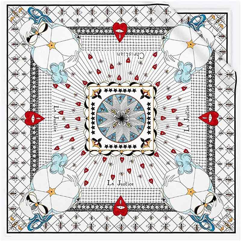 Twill silk Tarot printed small square scarf neck decoration