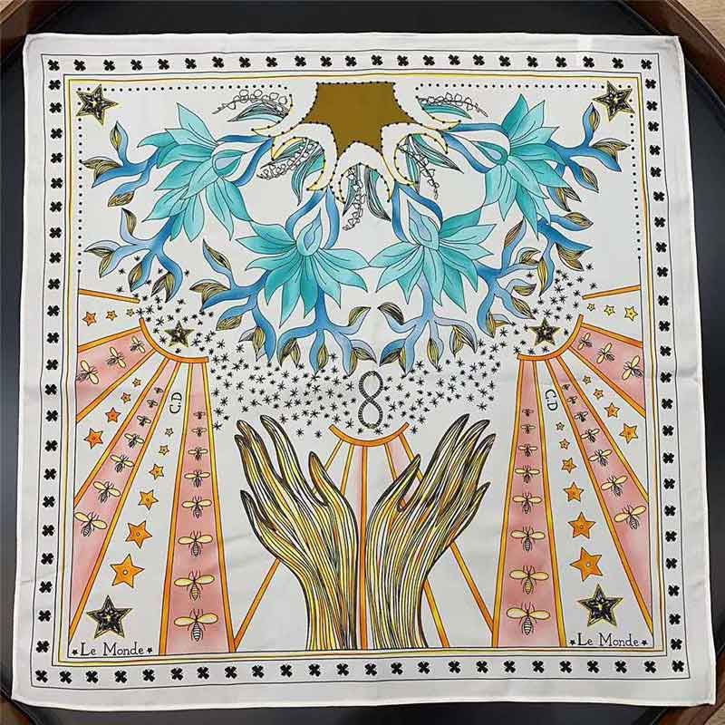 Twill silk Tarot printed small square scarf neck decoration
