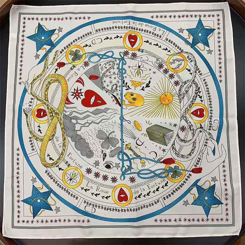 Twill silk Tarot printed small square scarf neck decoration