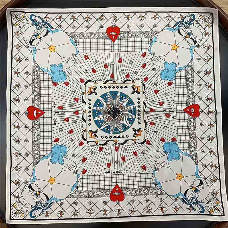 Twill silk Tarot printed small square scarf neck decoration