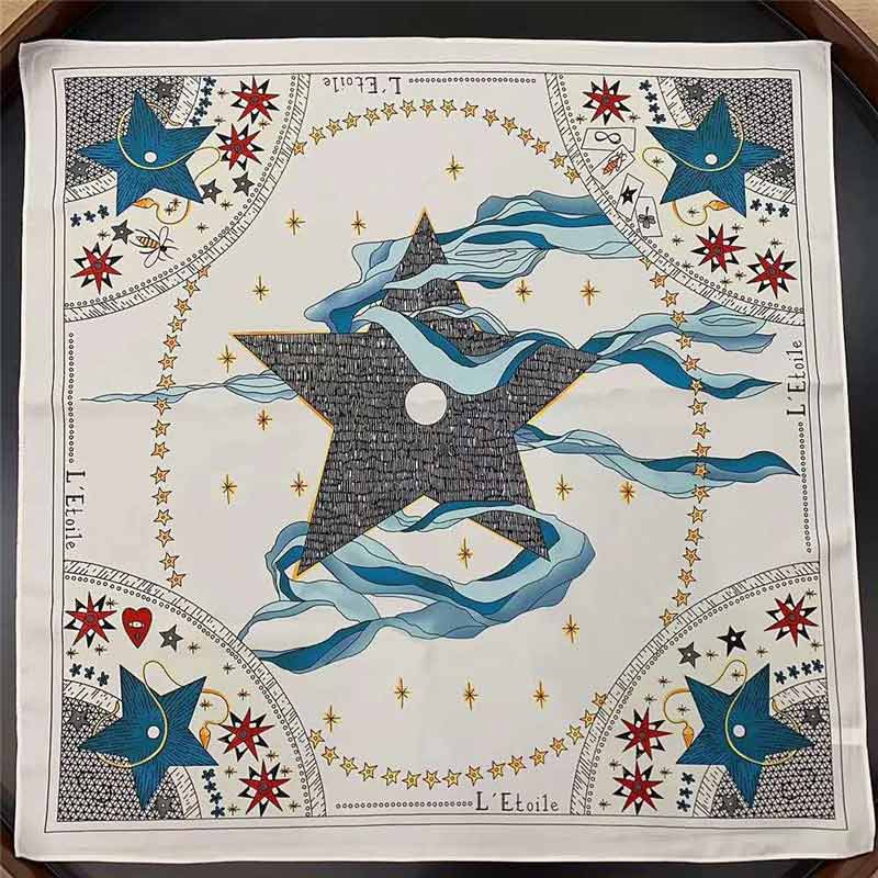 Twill silk Tarot printed small square scarf neck decoration