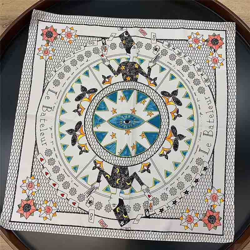 Twill silk Tarot printed small square scarf neck decoration