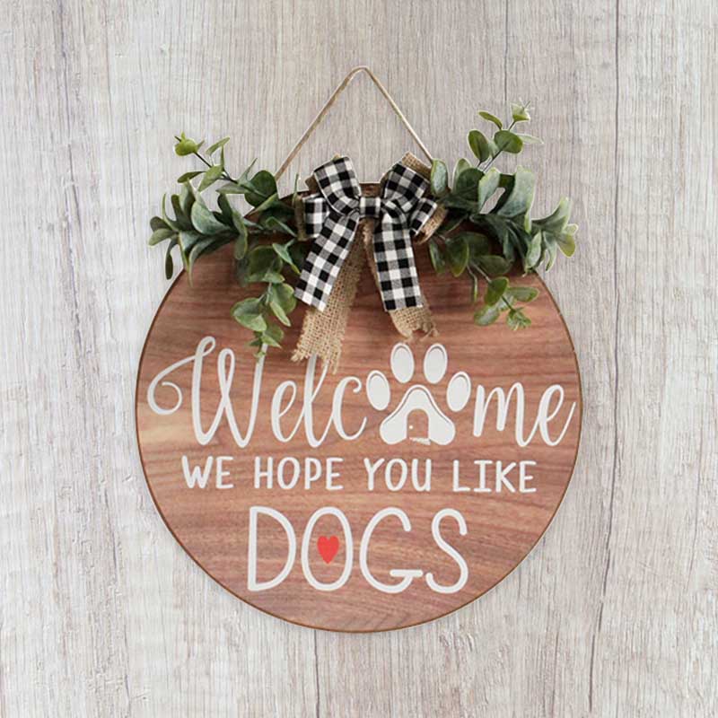 Welcome Door Hanger, Welcome Wood Circle Sign, Welcome Sign, Front