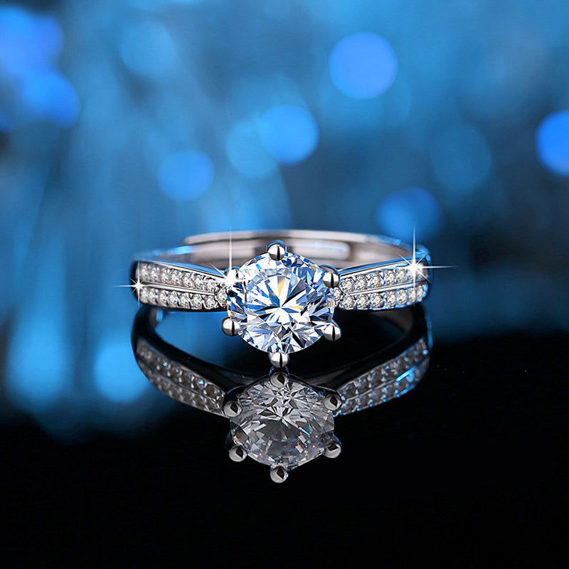Engagement Ring Custom Name Ring with Mossanite Personalized Matching Rings