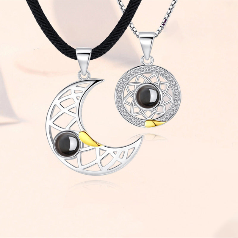 Projection Necklace Sun and Moon  Personalized Pendant