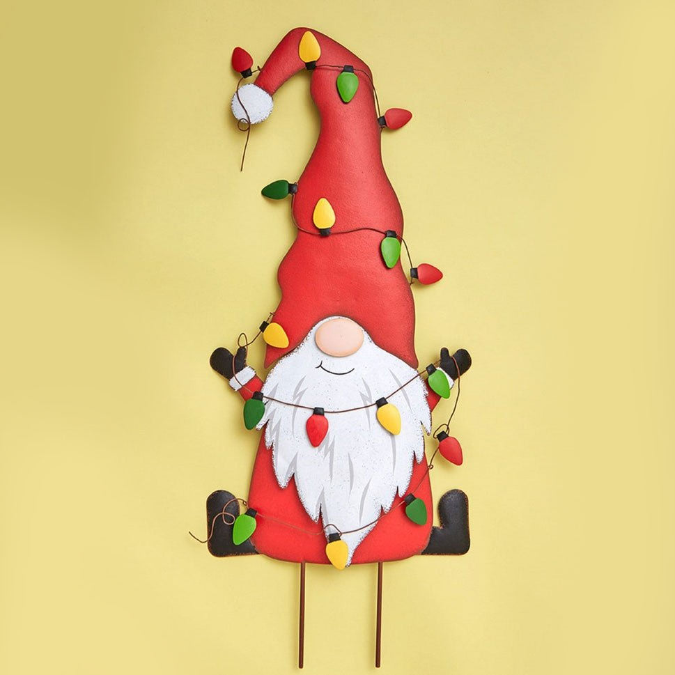 Gnome Stakes for Christmas Garden Stakes Metal Yard Decoration