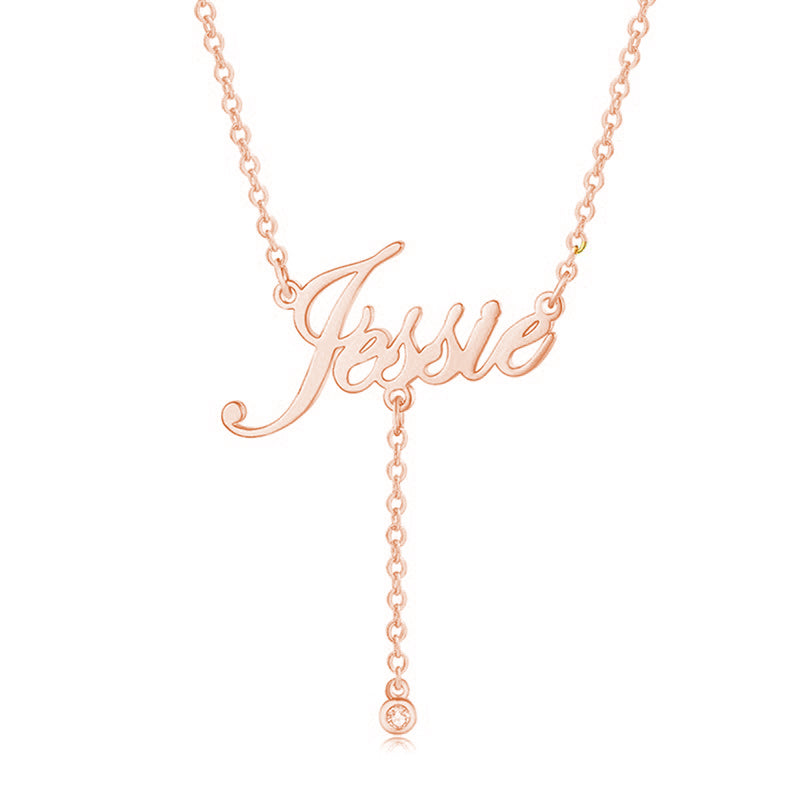 Name and Birthstone Necklace Custom Tassel Necklace