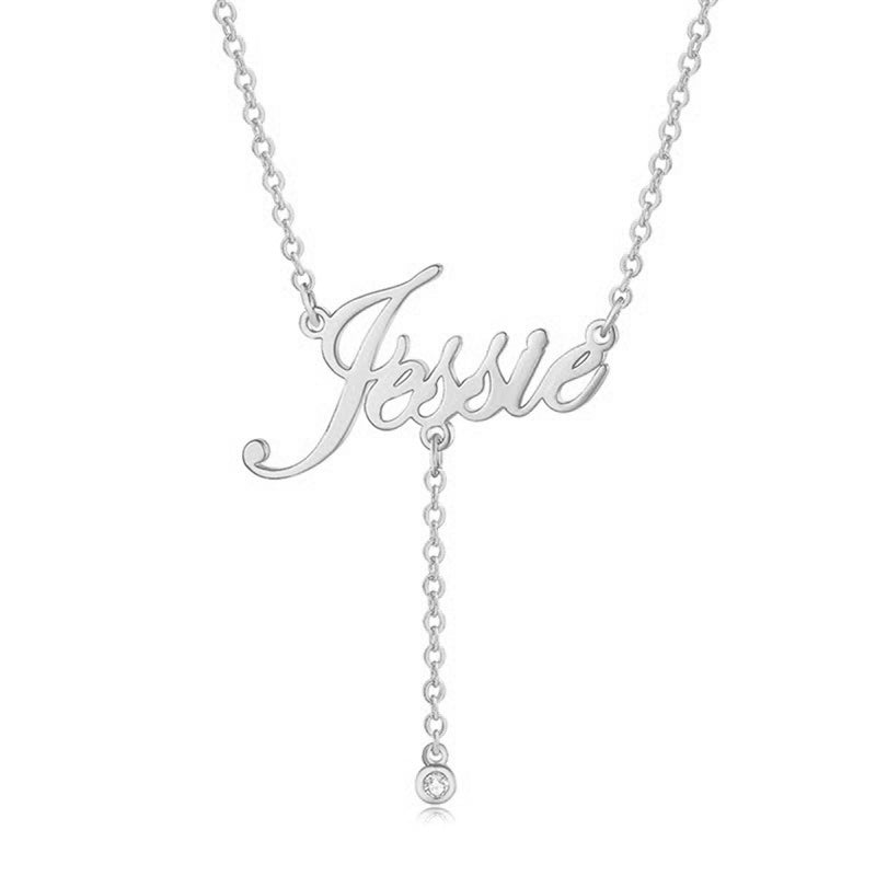 Name and Birthstone Necklace Custom Tassel Necklace