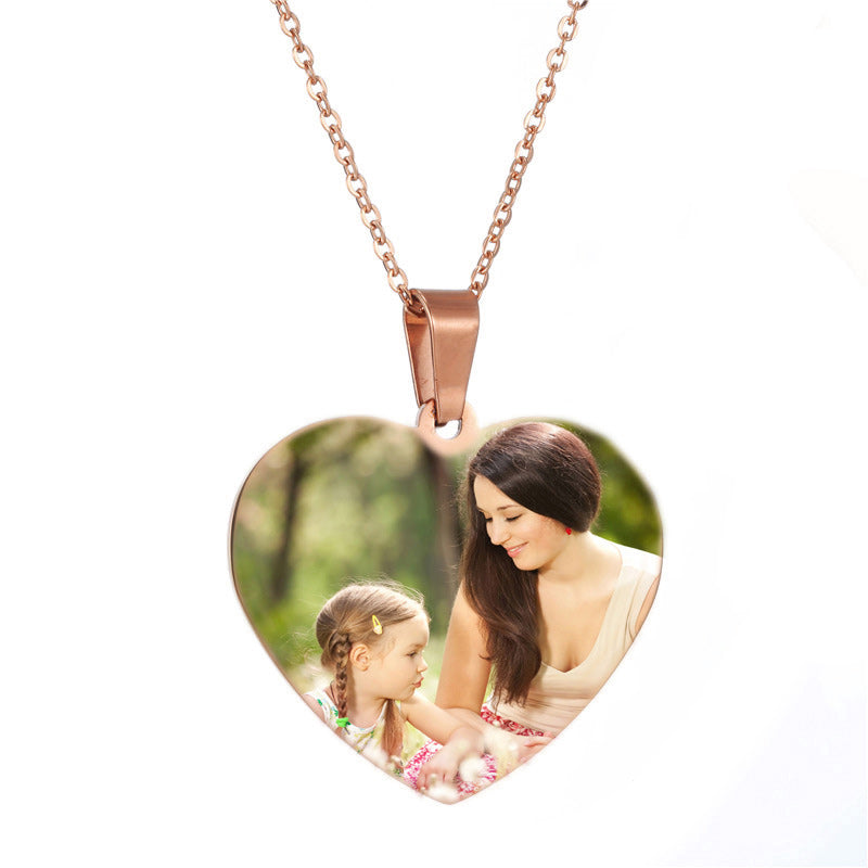 Custom Heart Photo Necklace Gold Picture Pendant Photo Engraved