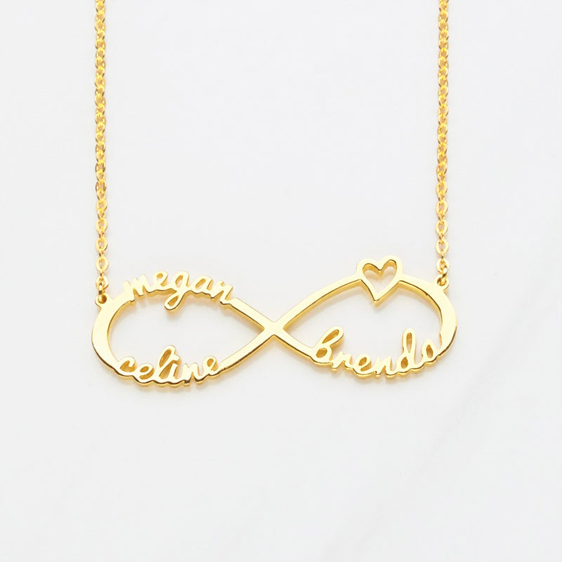 Infinity-CommercialScript Custom Heart Custom 3 Names Necklace