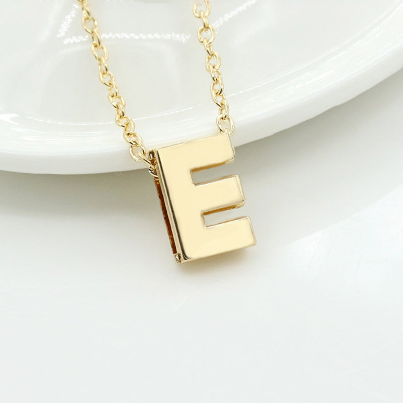 E Necklace Custom Initial Pendant Necklace Letter Necklace Gold