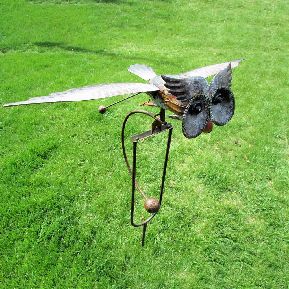 Kinetic Energy Decoration Wind Spinner Garden Decor Metal Yard Art Owl Spinner Rustic Lawn Decoration