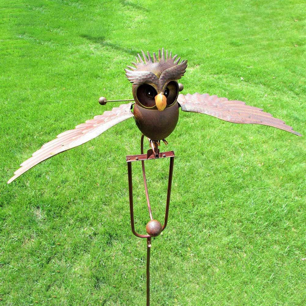 Kinetic Energy Decoration Wind Spinner Garden Decor Metal Yard Art Owl Spinner Rustic Lawn Decoration